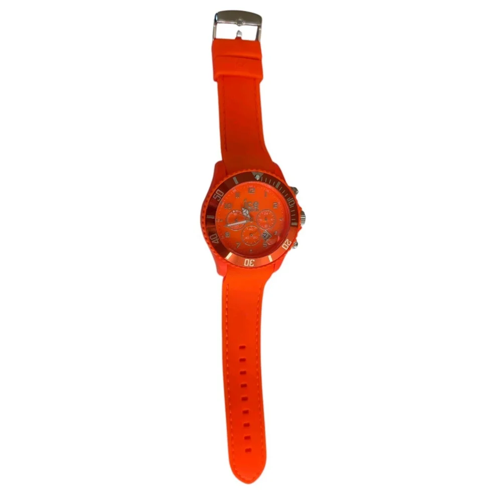 NEW Ice-Watch Sunshine Orange Dial Silicone Strap Unisex Chronograph Watch Works